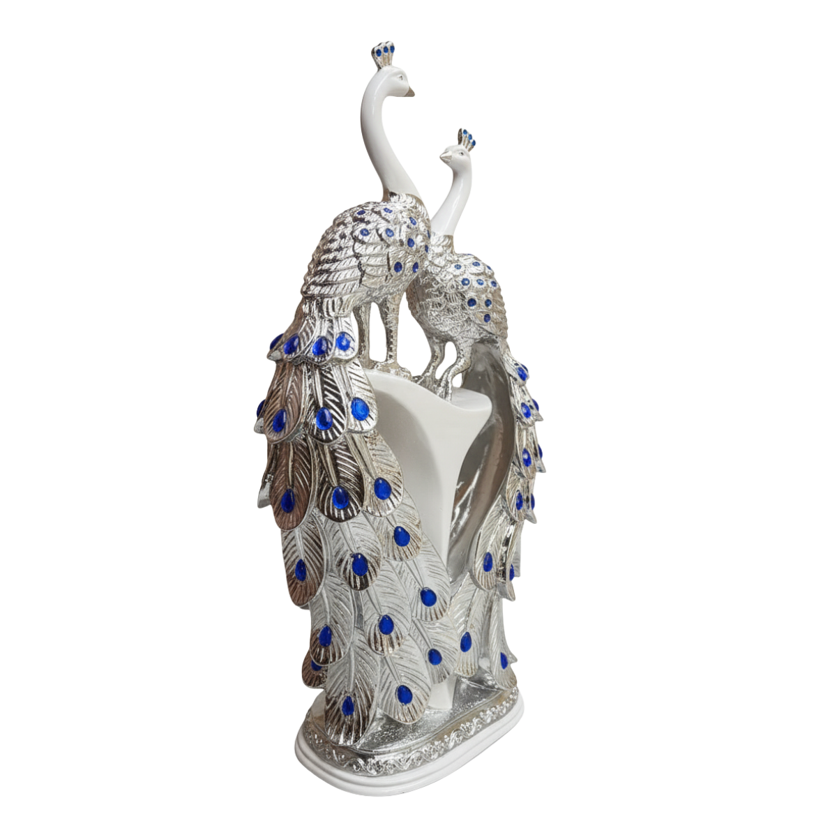 Peacock Pair with Blue Pearl Feathers