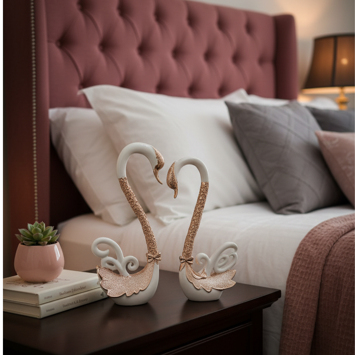 Serenity Swan Pair Rose Gold
