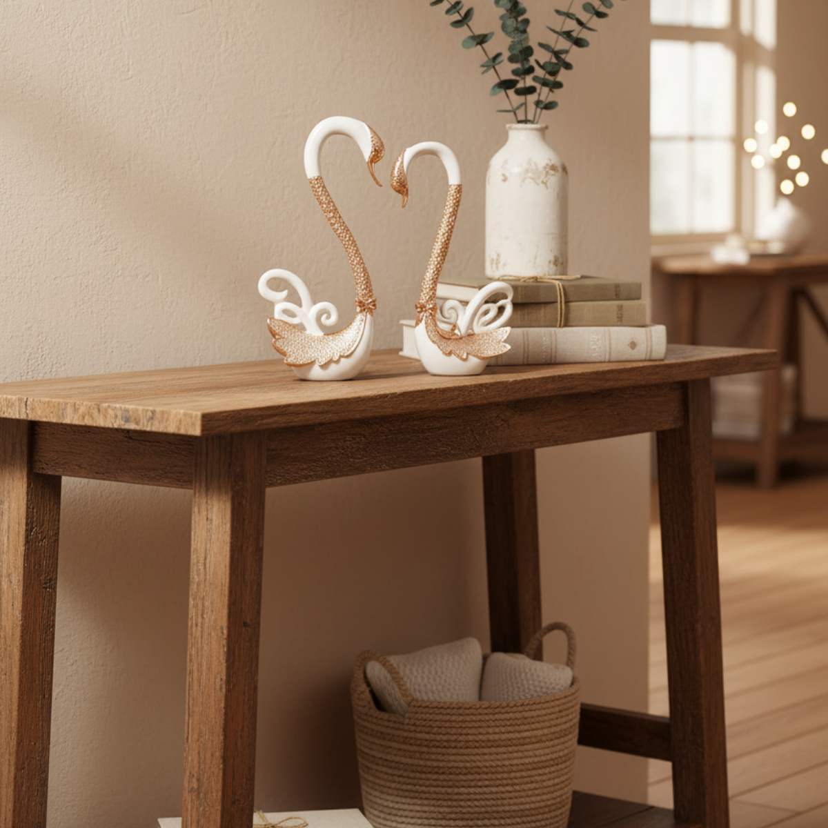 Serenity Swan Pair Rose Gold
