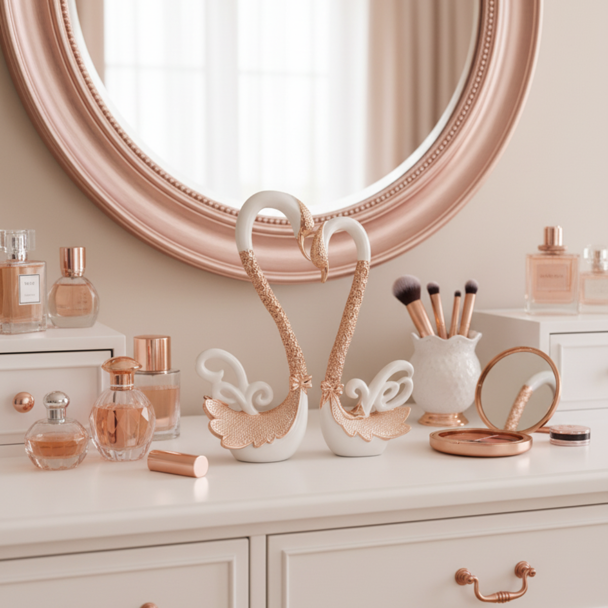 Serenity Swan Pair Rose Gold