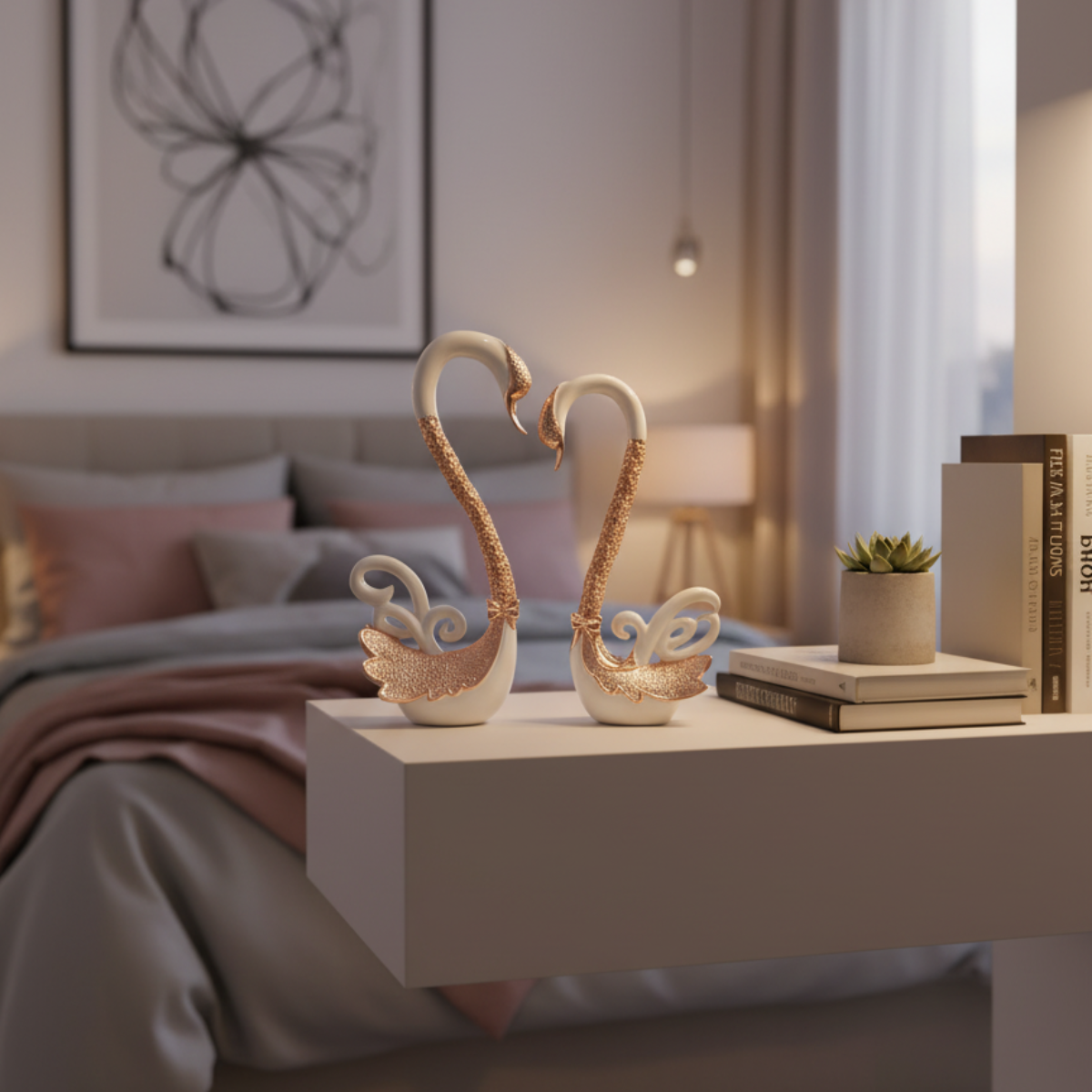 Serenity Swan Pair Rose Gold