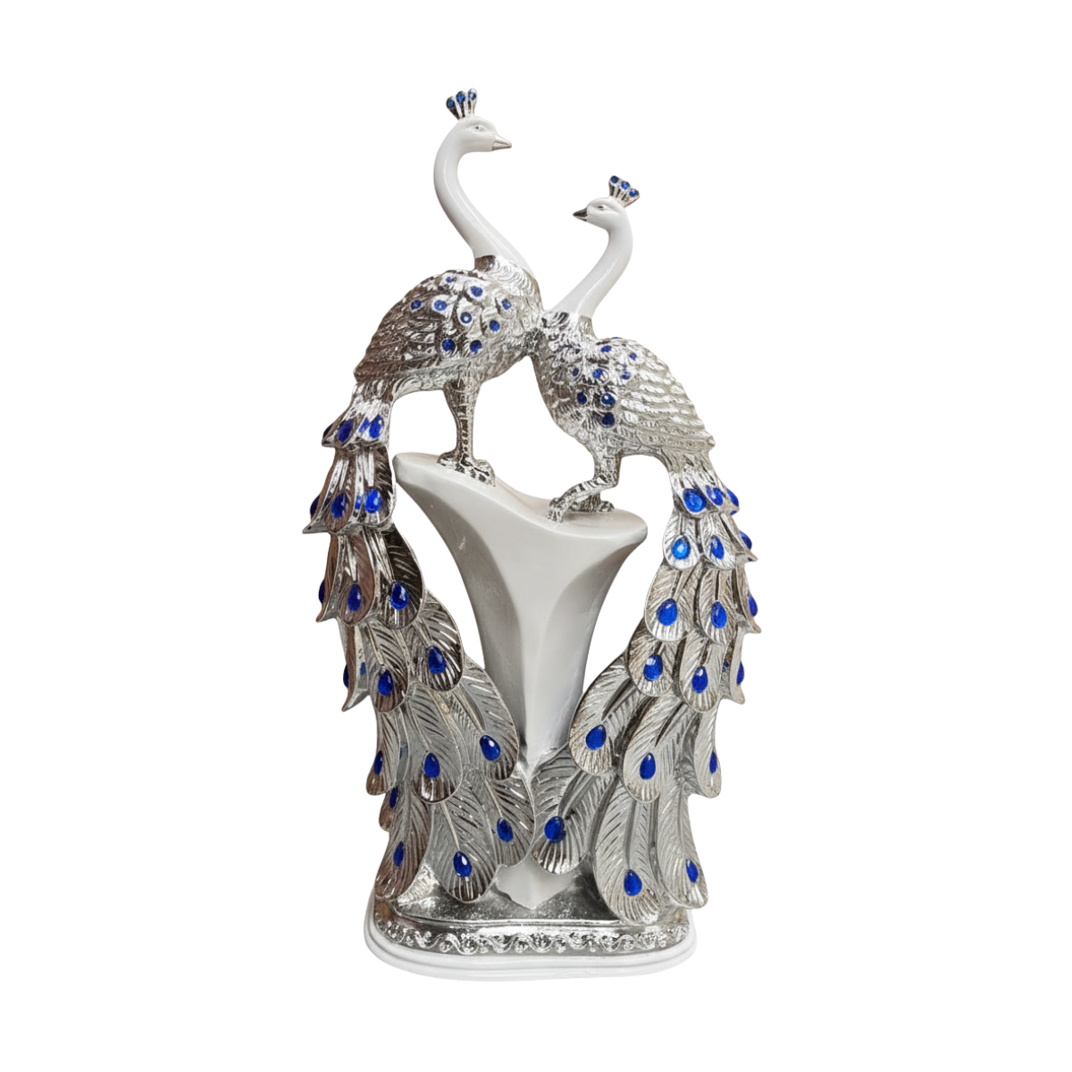 Peacock Pair with Blue Pearl Feathers