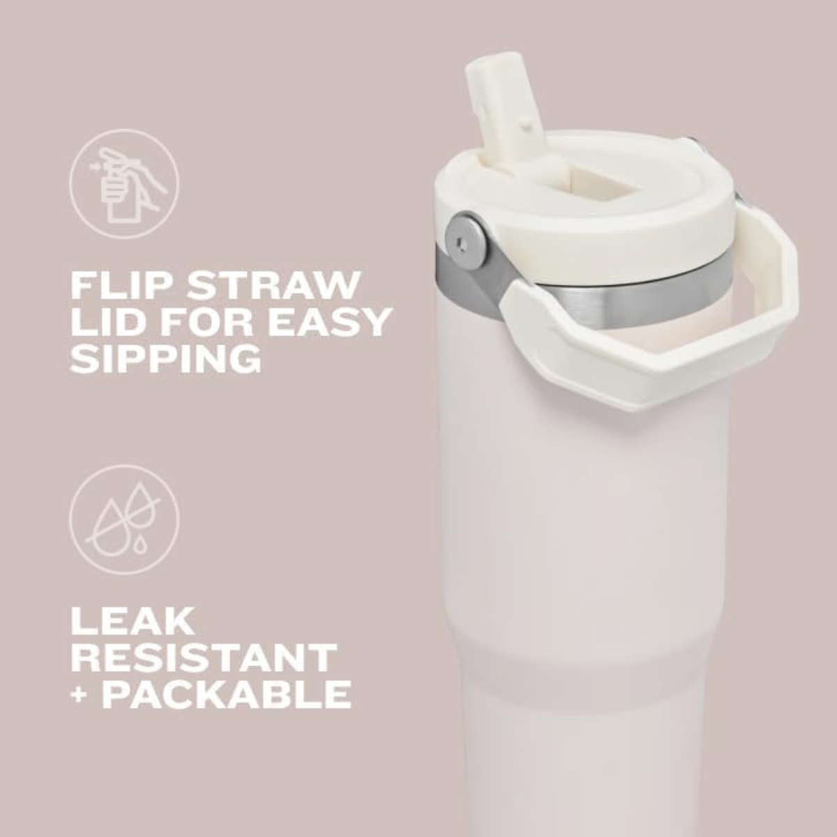 IceFlow Flip Straw Tumbler 30 OZ - Cream