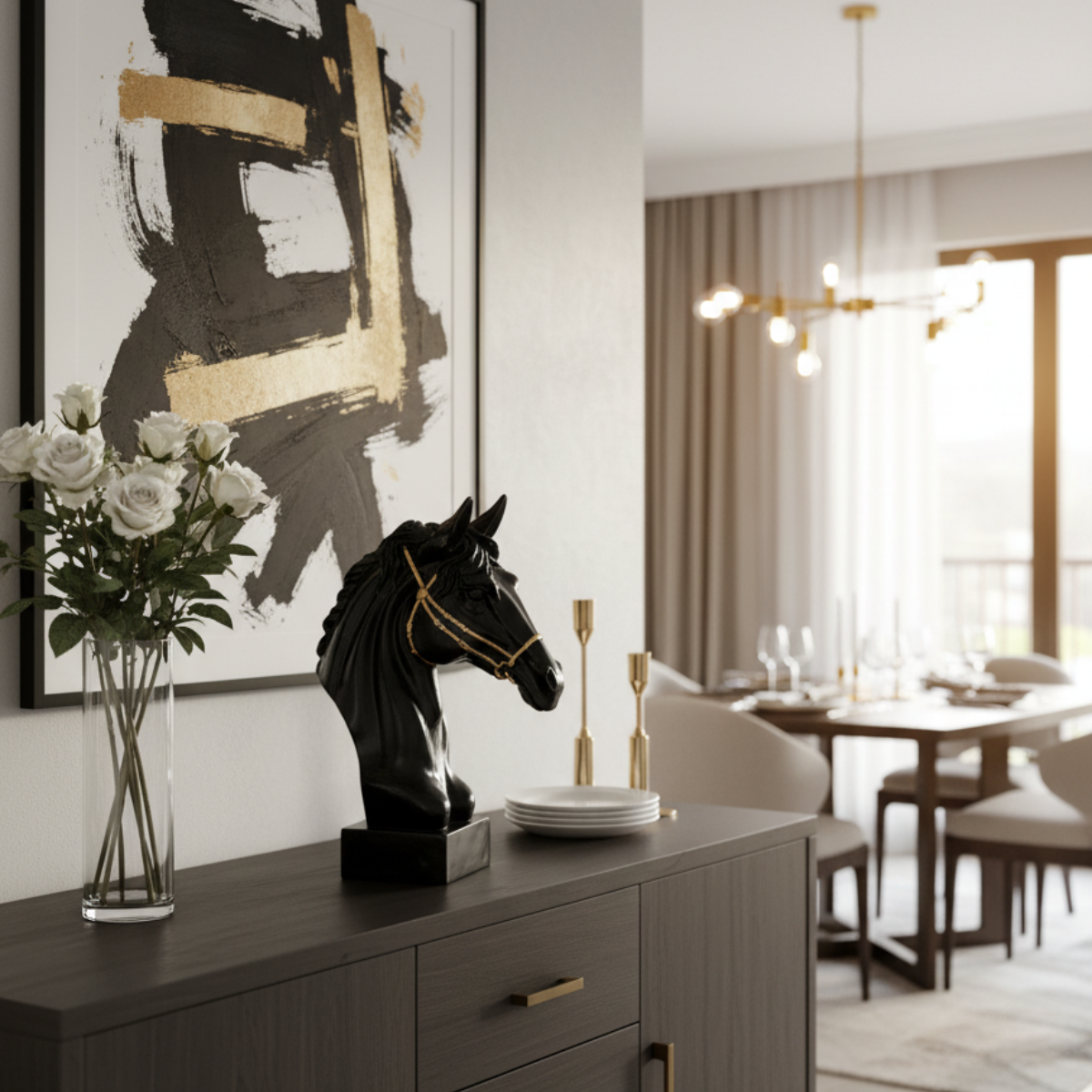 Horse Head Sculpture Black