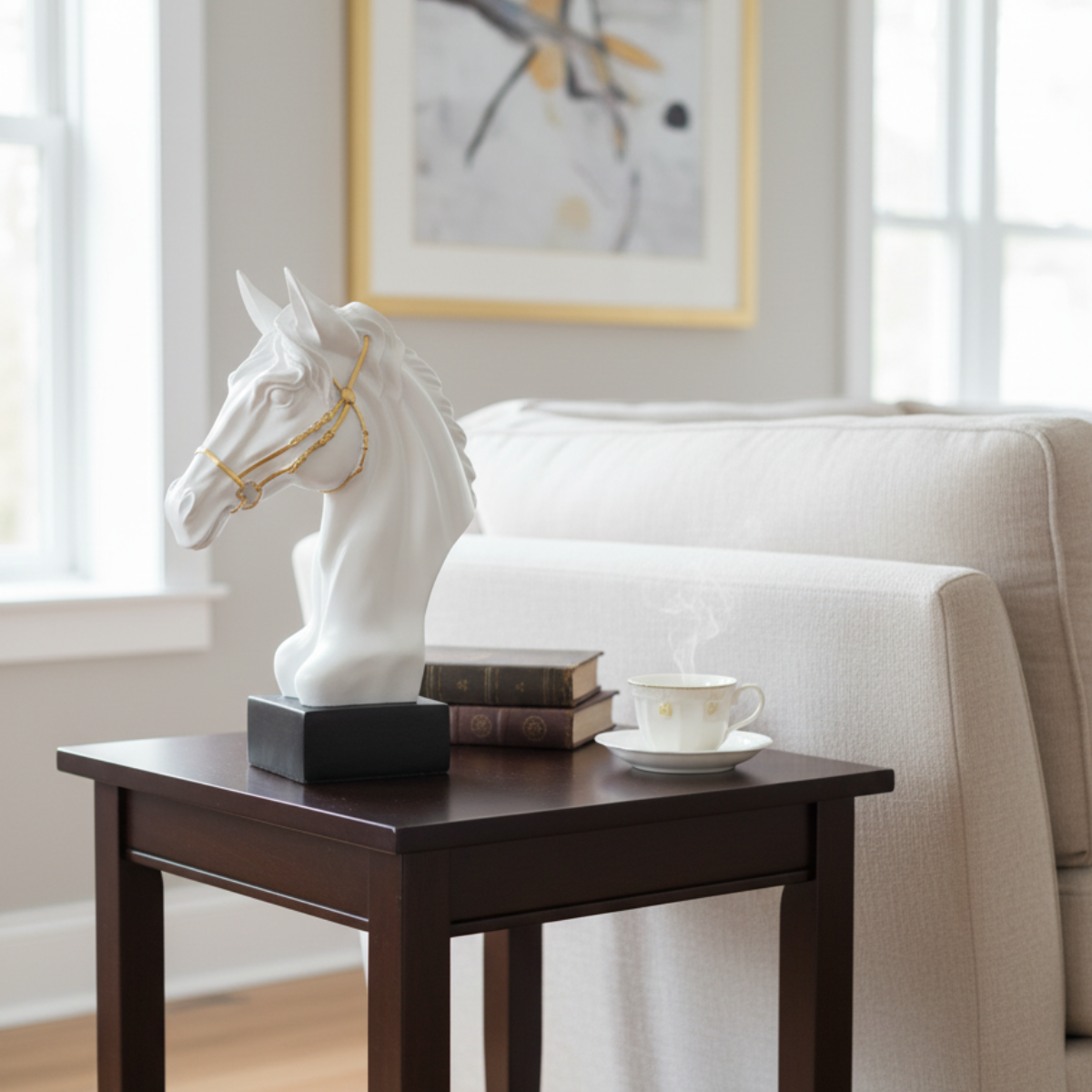 Horse Head Sculpture White